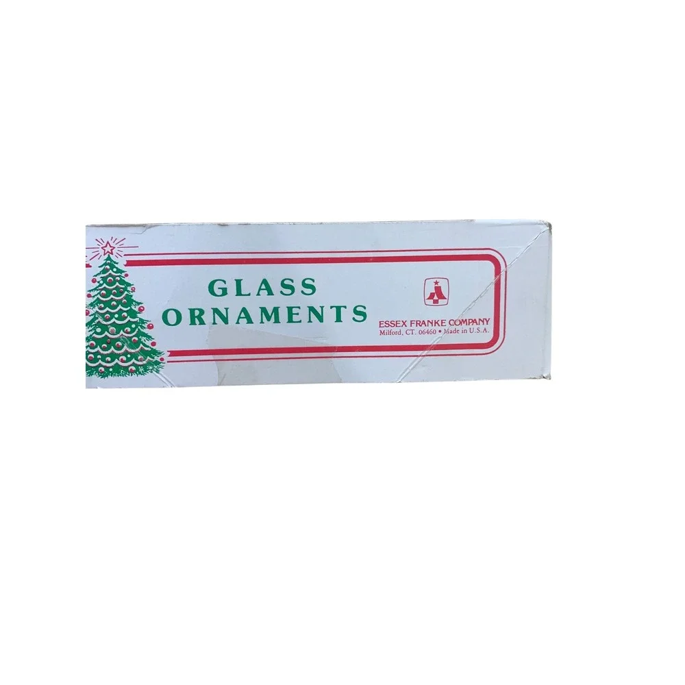Vintage Essex Frankie Red‎ Glass Christmas Ornaments Set of 9 in Box USA